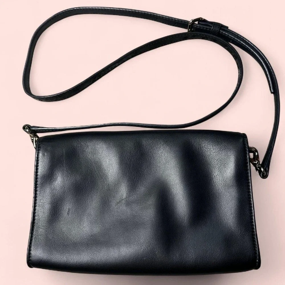 Kate Spade Black Leather‎ Crossbody Purse Classic Preppy Minimalist Old Money